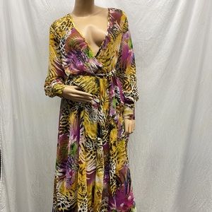 Spyzone Exchange Animal Floral Tropical Sheer Maxi Dress NWT
